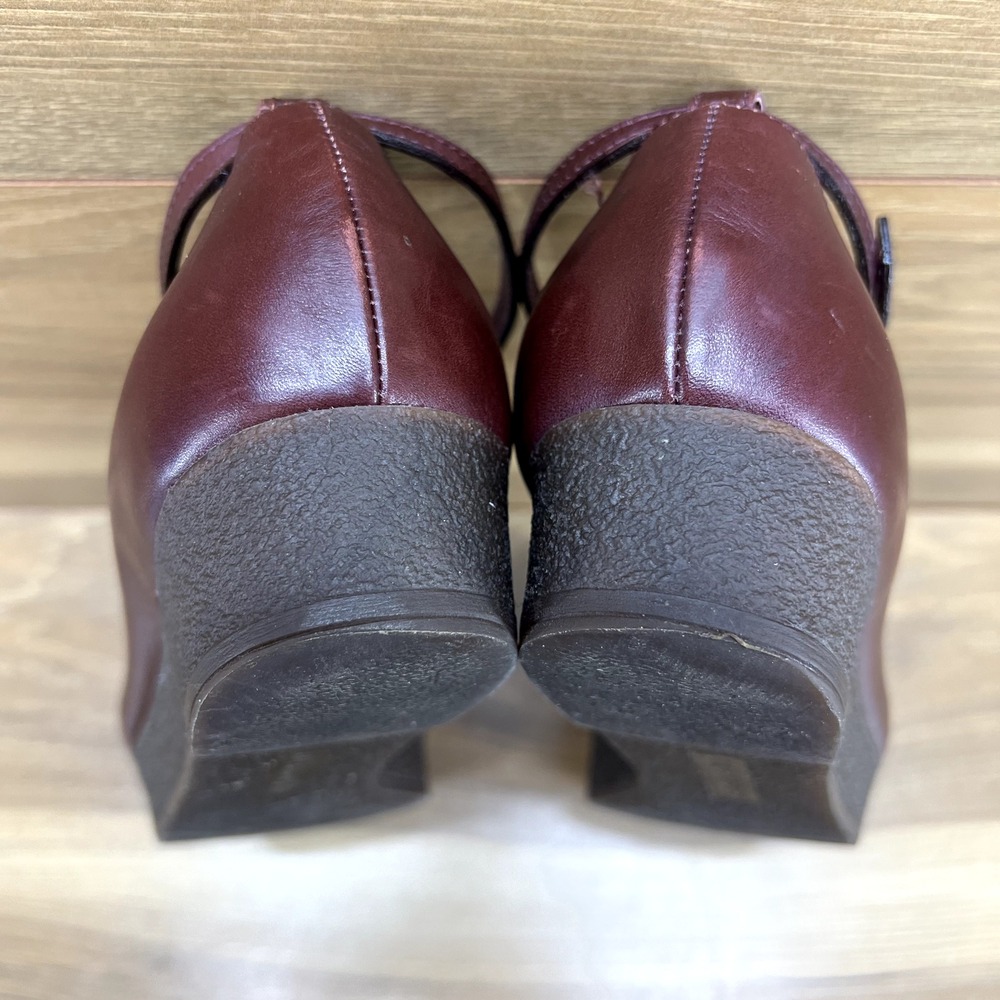 Jil Sander Womens Platform Flats 8 8.5 EU 38.5 Burgundy Leather Ankle Strap - Picture 9 of 9